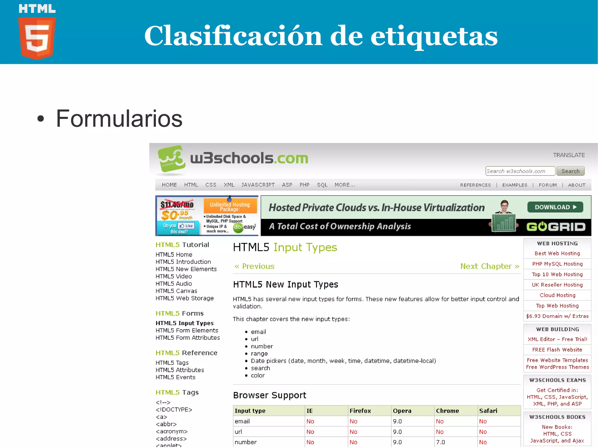 Clasificación de etiquetas

●   Formularios
 