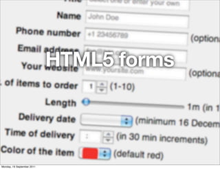 HTML5 forms



Monday, 19 September 2011
 