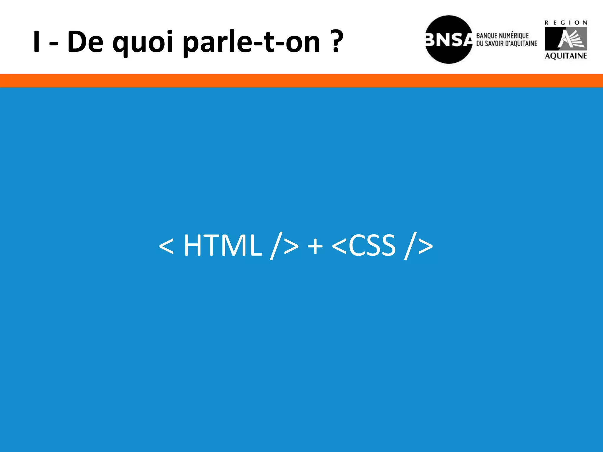 I - De quoi parle-t-on ?




         < HTML /> + <CSS />
 