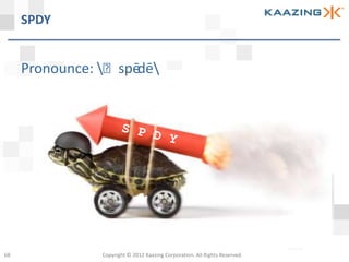 SPDY


     Pronounce: ˈspēdē
                    -




68              Copyright © 2012 Kaazing Corporation. All Rights Reserved.
 