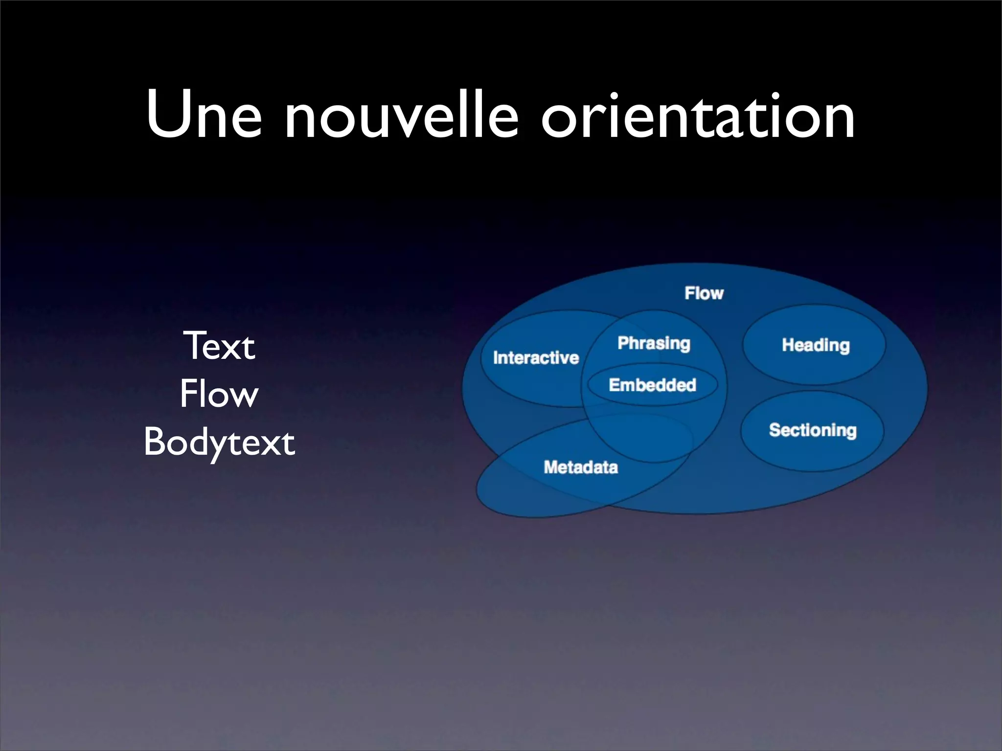 Une nouvelle orientation


  Text
  Flow
Bodytext
 
