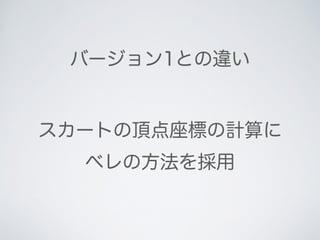 バージョン1との違い
スカートの頂点座標の計算に
ベレの方法を採用
 