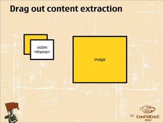 Drag out content extraction



    image
        victim
      <iframe>
                    image




                              39
 