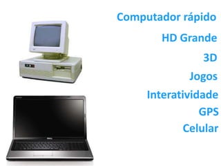Computador rápido
        HD Grande
                      3D
                  Jogos
     Interatividade
                GPS
             Celular

           página 3
 