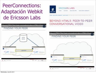 PeerConnections:
Adaptación Webkit
 de Ericsson Labs




Wednesday, June 29, 2011
 