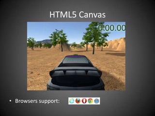 HTML5 Canvas




• Browsers support:
 