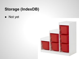 Storage (IndexDB)
● Not yet
 