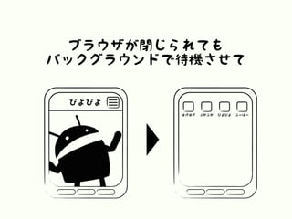 ブラウザが閉じられても
バックグラウンドで待機させて
ぴよぴよ
ほげほげ ふがふが ぴよぴよ ふーばー
 
