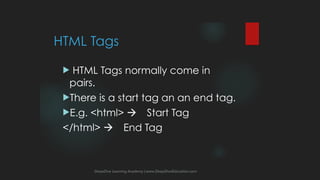HTML5 - Web Development Fundaments Part 1 - DeepDive Learning Academy | PDF
