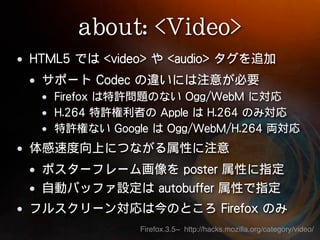 Firefox.3.5~ http://hacks.mozilla.org/category/video/
 