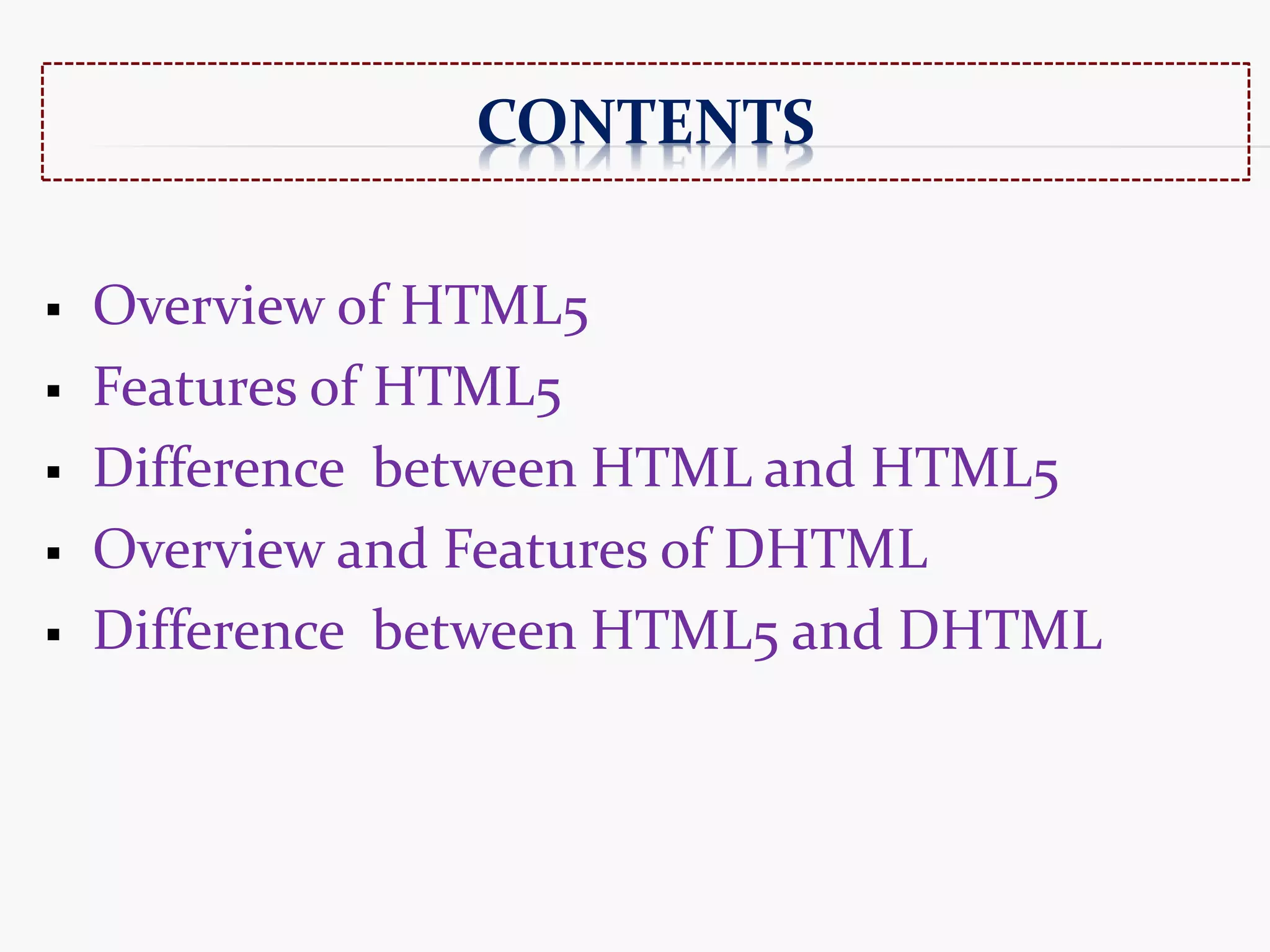 HTML5 and DHTML | PPT