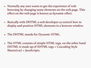 HTML5 and DHTML | PPT