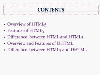 HTML5 and DHTML | PPT | Free Download
