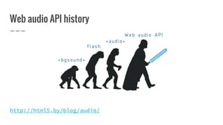 Web audio API history
http://html5.by/blog/audio/
 