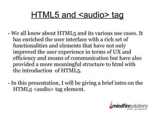 Intro to HTML5 audio tag | PPT