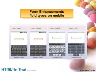 www.html5.in.th By @krapalm www.html5.in.th Form Enhancements field types on mobile 