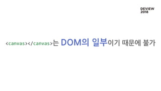 <canvas></canvas>는 DOM의 일부이기 때문에 불가
 