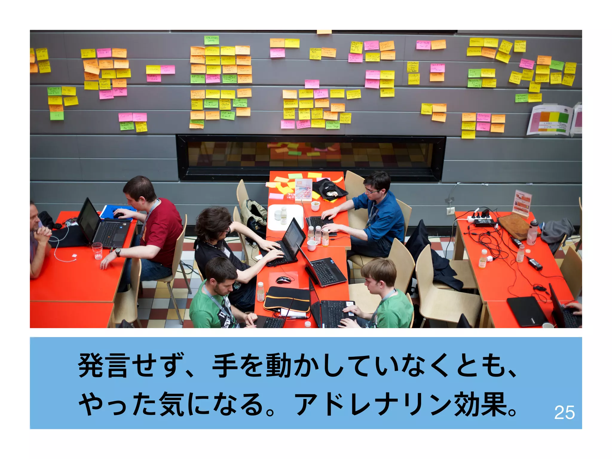 発言せず、手を動かしていなくとも、
やった気になる。アドレナリン効果。 25
 