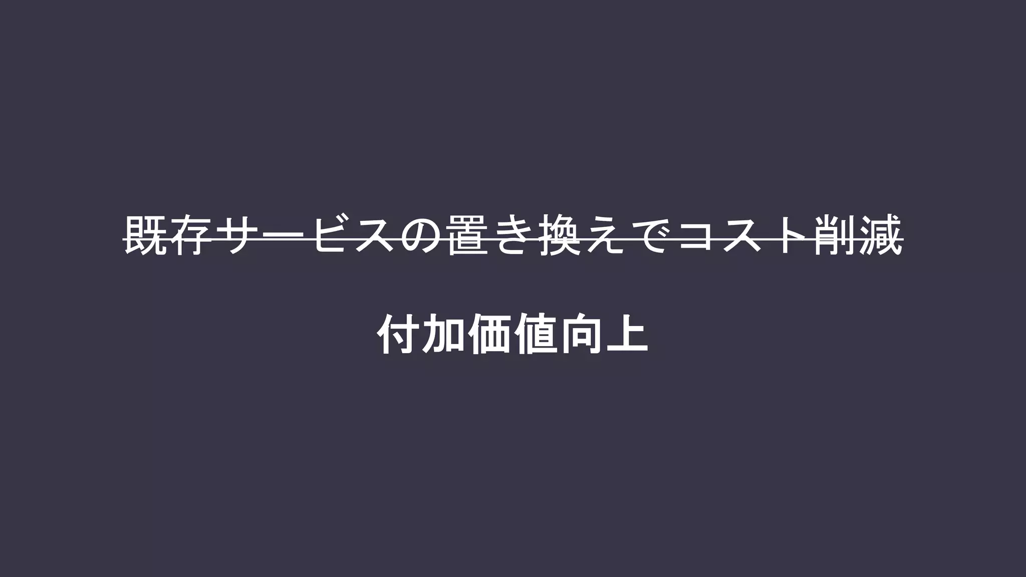 既存サービスの置き換えでコスト削減
付加価値向上
 