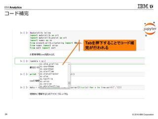 © 2016 IBM Corporation24
コード補完
Tabを押下することでコード補
完が行われる
 