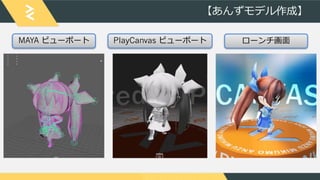 【あんずモデル作成】
PlayCanvas ビューポートMAYA ビューポート ローンチ画面
 