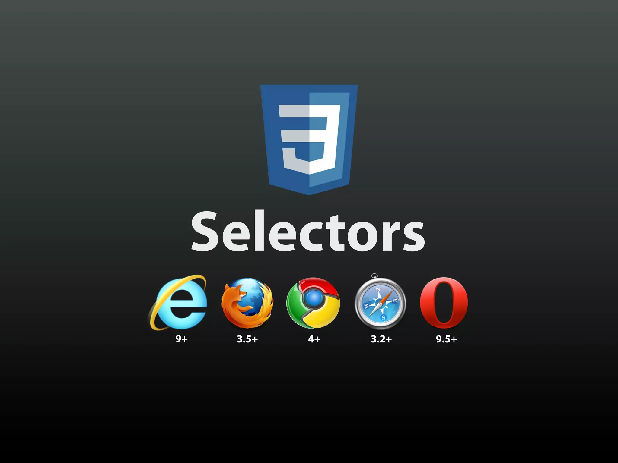 Selectors
9+    3.5+   4+   3.2+   9.5+
 