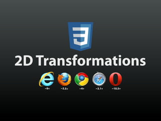 2D Transformations
    ~9+   ~3.5+   ~4+   ~3.1+   ~10.5+
 