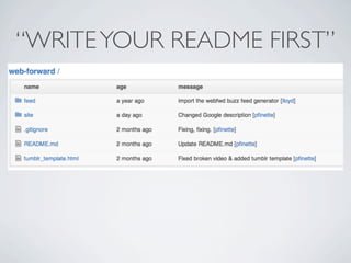 “WRITE YOUR README FIRST”
 