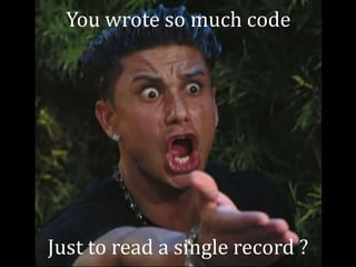 You wrote so much code




Just to read a single record ?
 