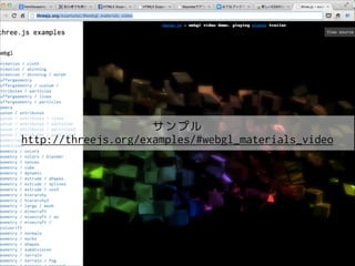 サンプル
http://threejs.org/examples/#webgl_materials_video

 