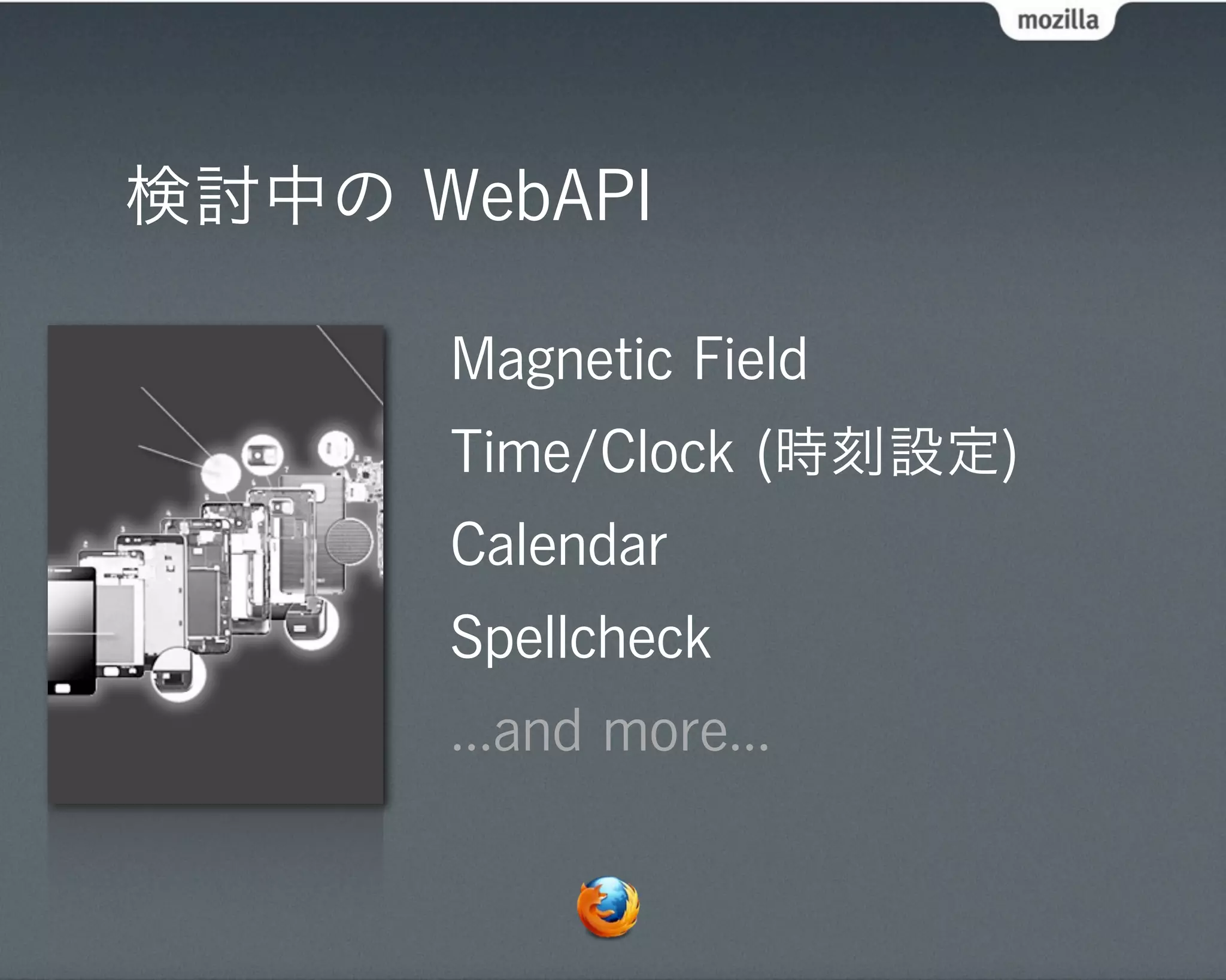 検討中の WebAPI

      Magnetic Field
      Time/Clock (時刻設定)
      Calendar
      Spellcheck
      ...and more...
 