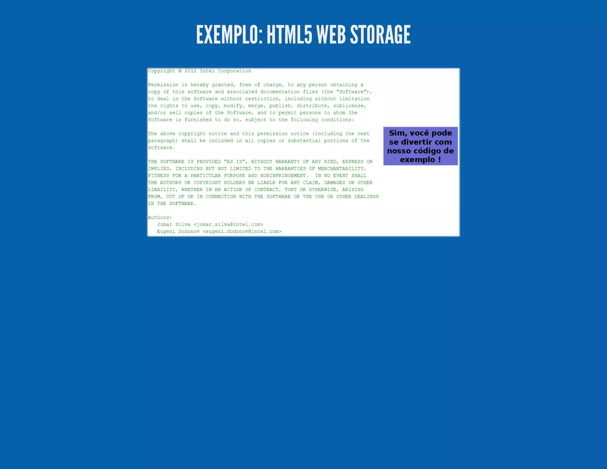 EXEMPLO:HTML5WEBSTORAGE 