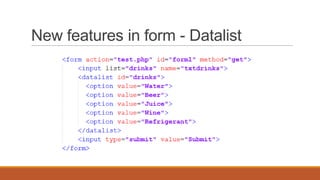 HTML5 form - News tags and attributes | PPT