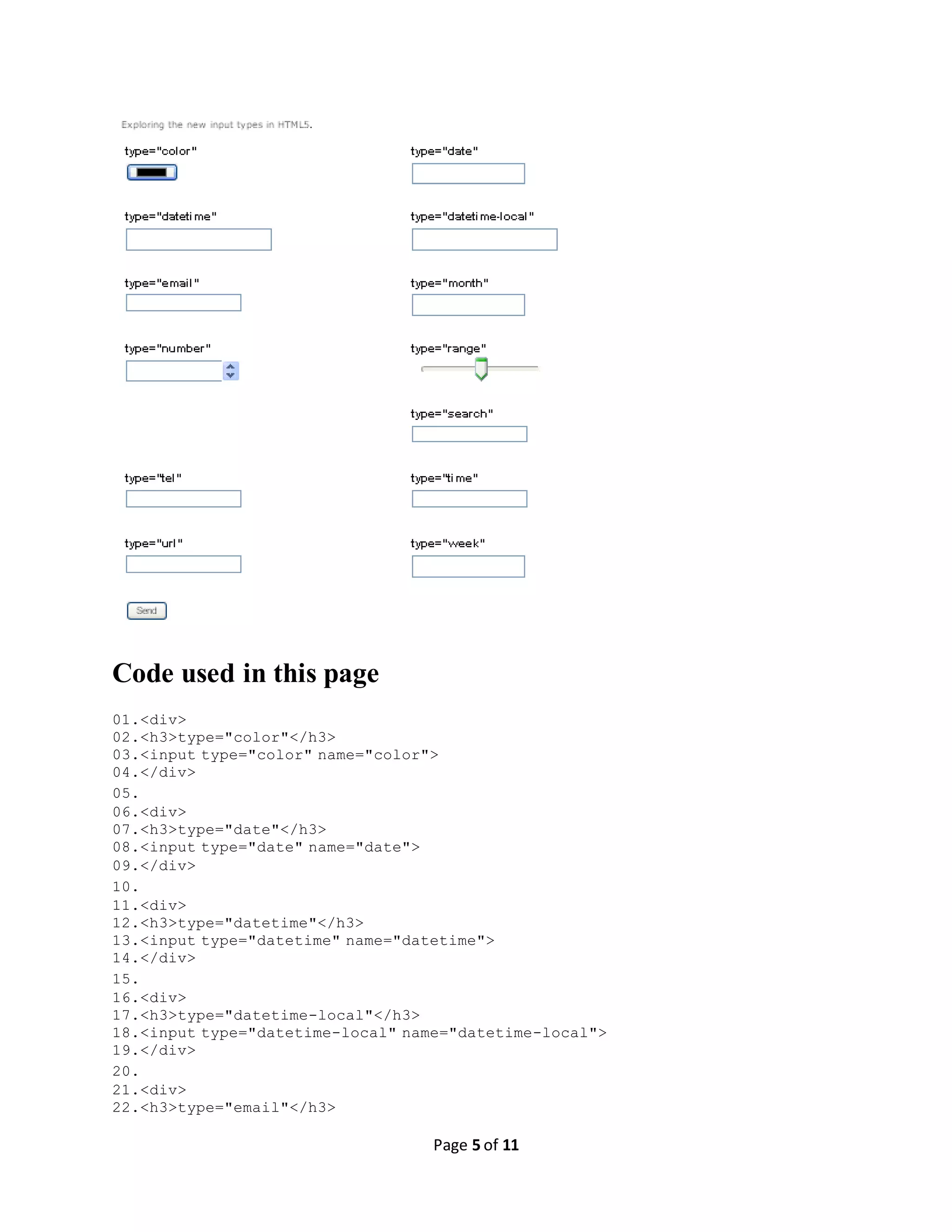 Html5 forms input types | PDF