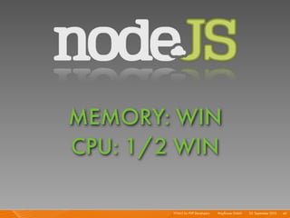 MEMORY: WIN
CPU: 1/2 WIN

        HTML5 for PHP Developers I   Mayﬂower GmbH I 23. September 2010 I 40
 