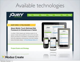 Available technologies




Wednesday, December 7, 11
 