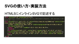 SVGの使い方・実装方法
HTML5にインラインSVGで記述する
 