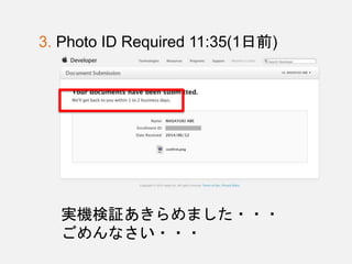 3. Photo ID Required 11:35(1日前)
実機検証あきらめました・・・
ごめんなさい・・・
 