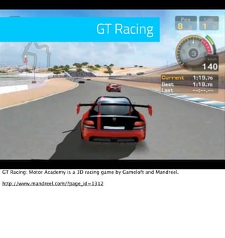 GT Racing




GT Racing: Motor Academy is a 3D racing game by Gameloft and Mandreel.

http://www.mandreel.com/?page_id=1312
 