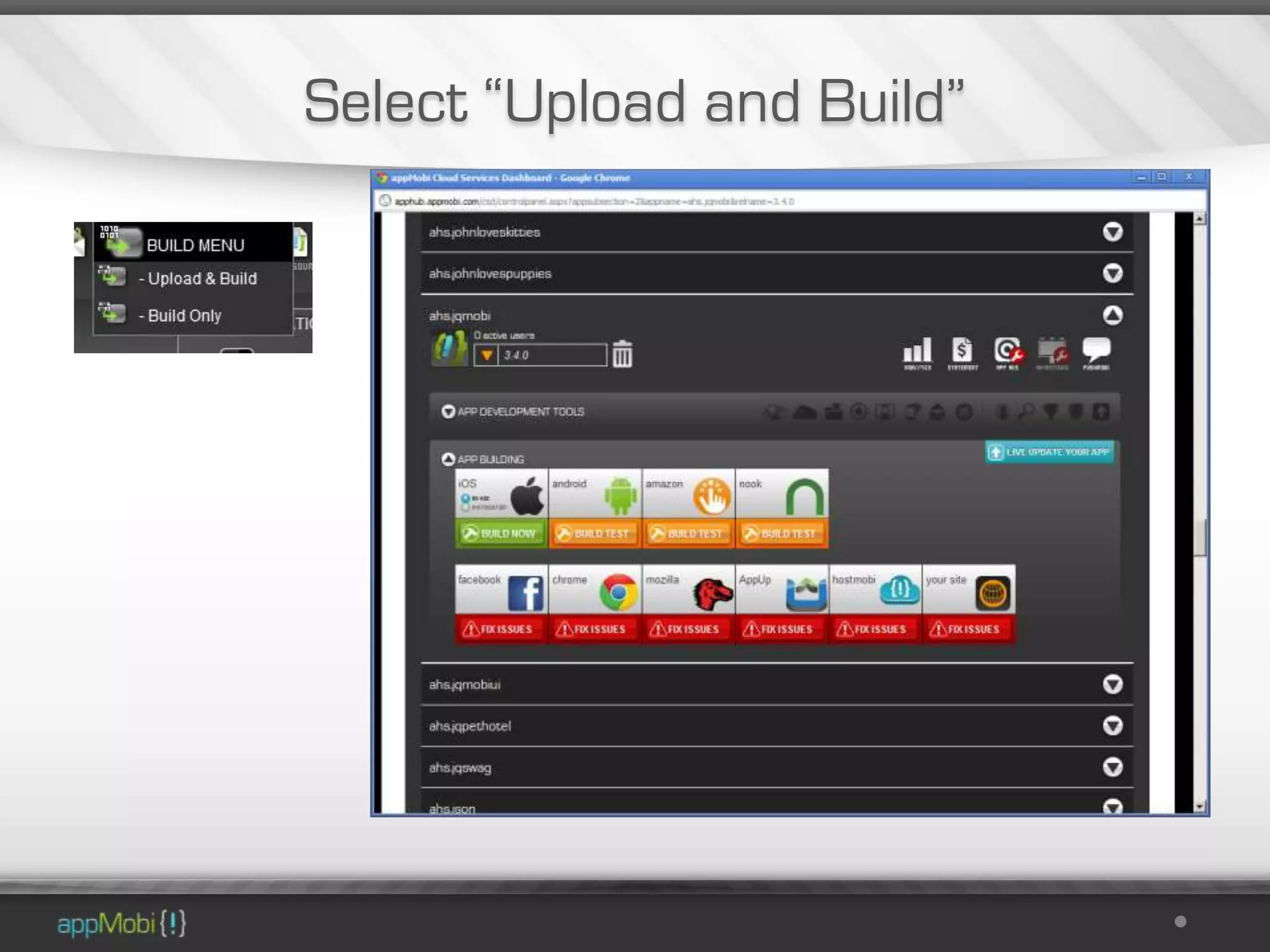 Select “Upload and Build”
 