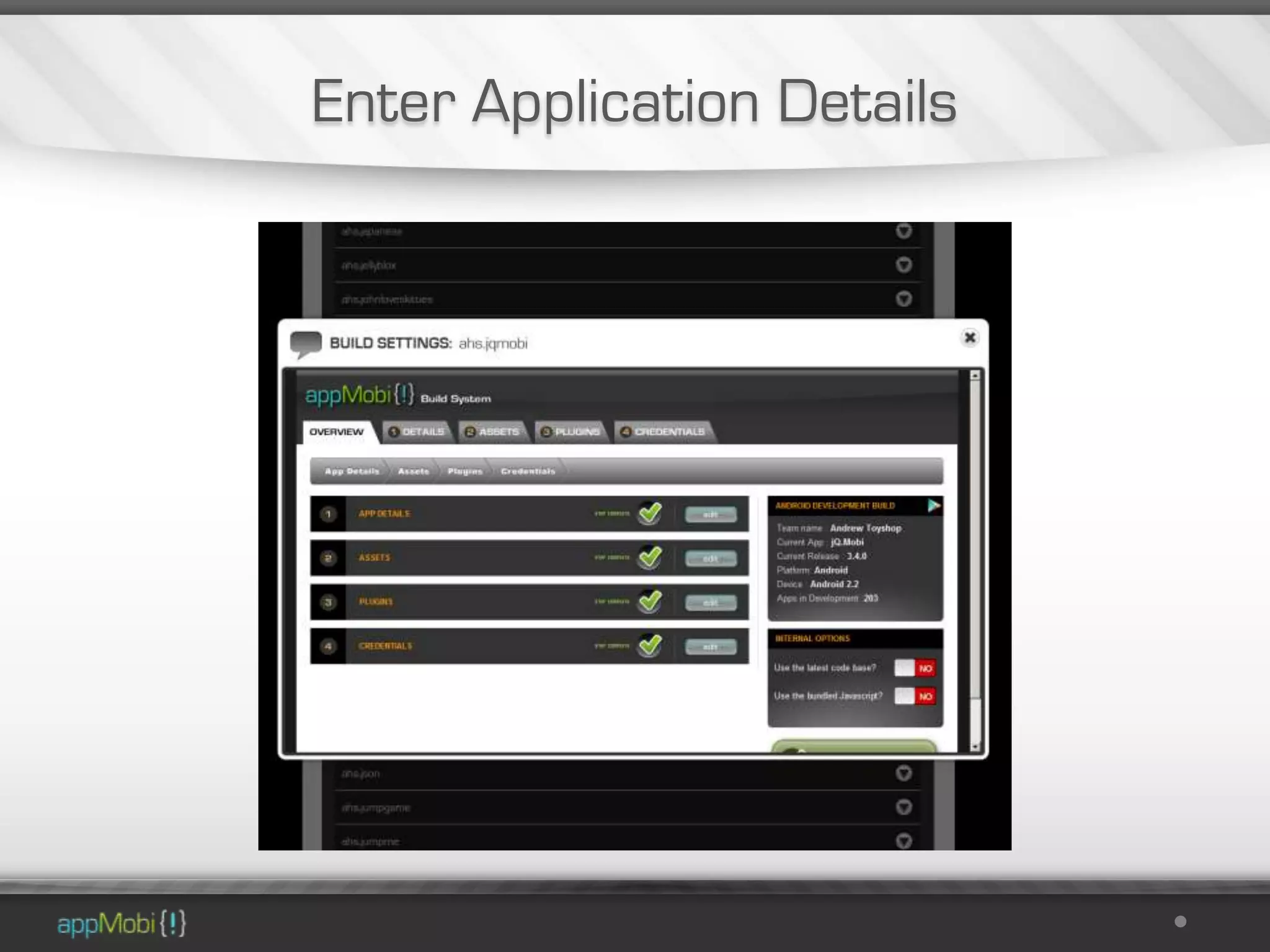 Enter Application Details
 