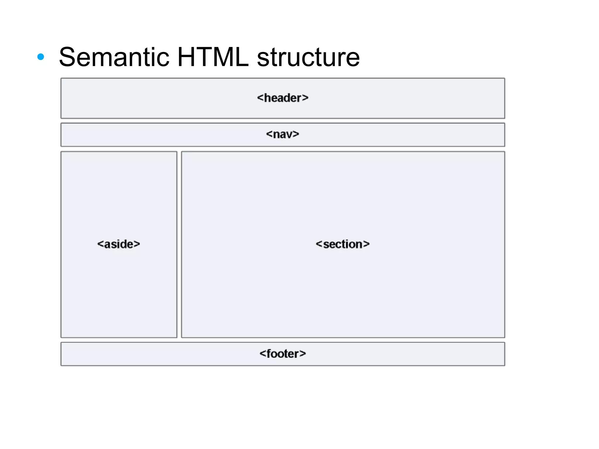 • Semantic HTML structure
 