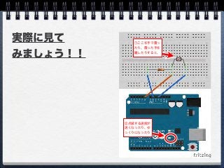 実際に見て
みましょう！！
①ここを手で覆っ
たり、覆った手を
離したりすると、
②点滅する速度が
速くなったり、ゆ
っくりになったり
 