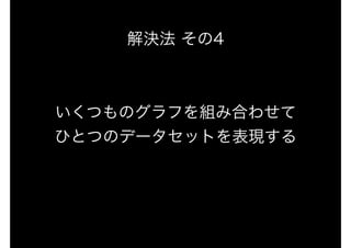 解決法 その4
いくつものグラフを組み合わせて
ひとつのデータセットを表現する
 