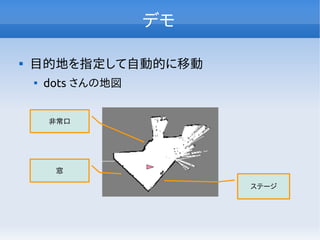 デモ

目的地を指定して自動的に移動

dots さんの地図
窓
ステージ
非常口
 