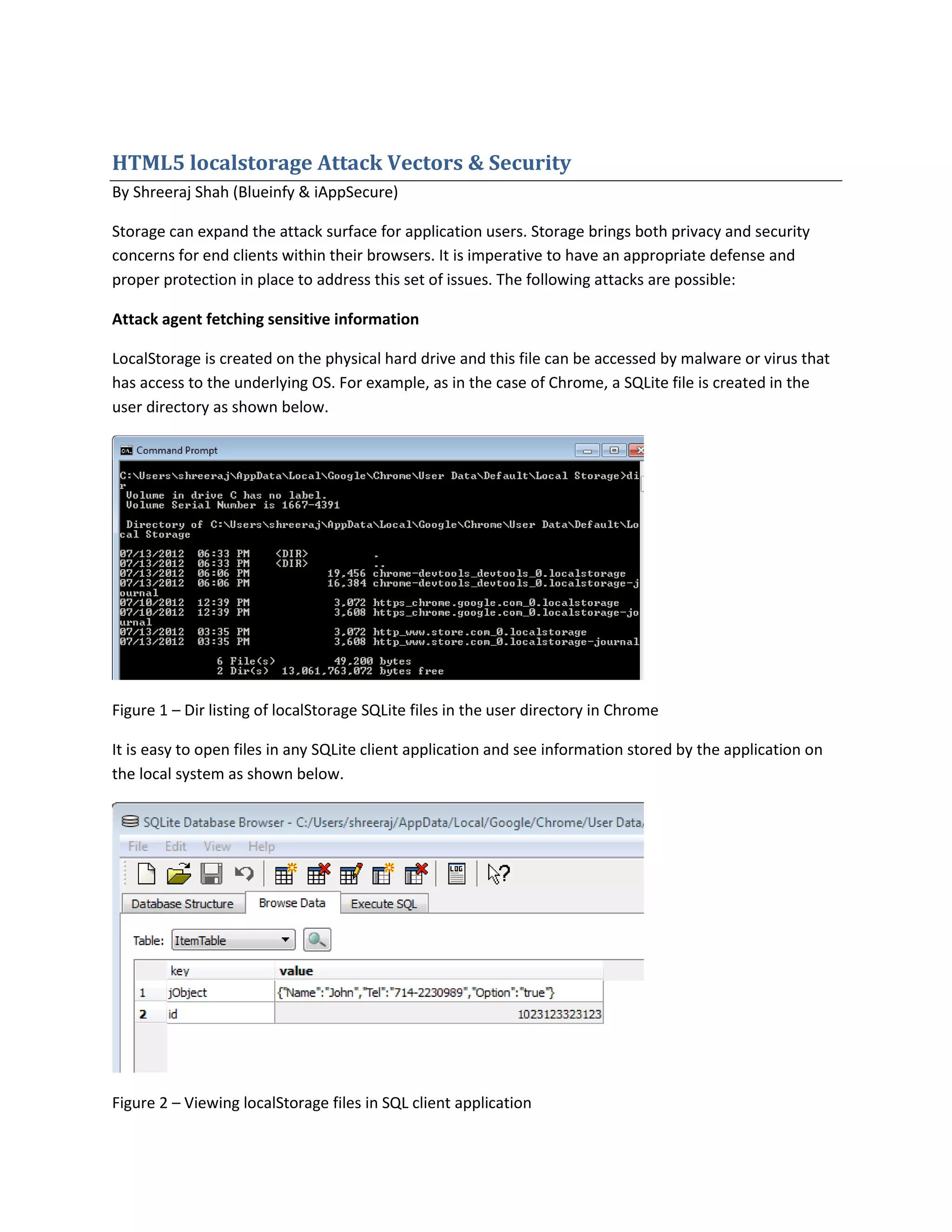 Html5 localstorage attack vectors | PDF