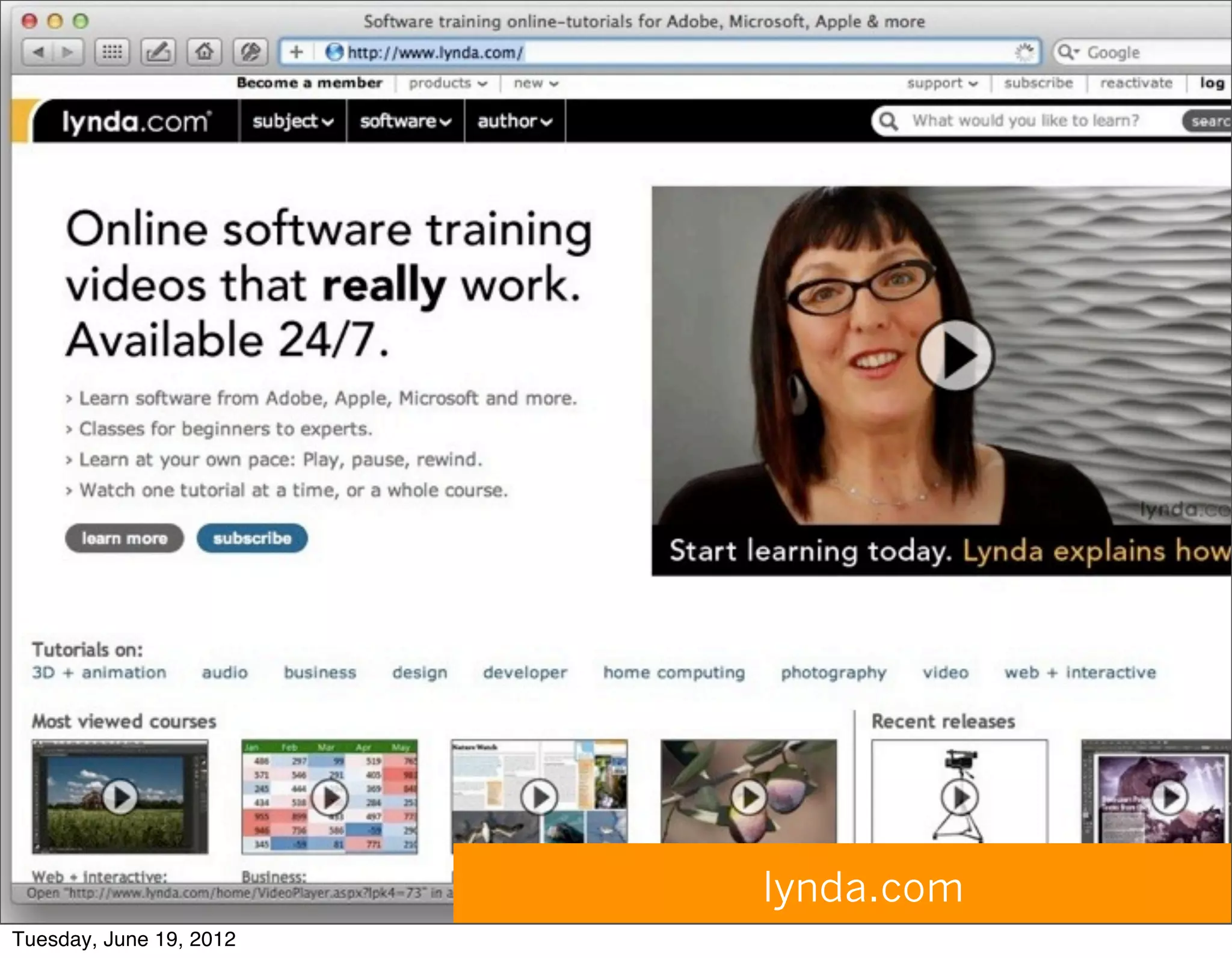 lynda.com
Tuesday, June 19, 2012
 