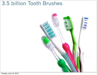 3.5 billion Tooth Brushes




Tuesday, June 19, 2012
 