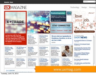 www.uxmag.com
Tuesday, June 19, 2012
 