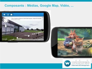 Composants : Médias, Google Map, Vidéo, ...
 